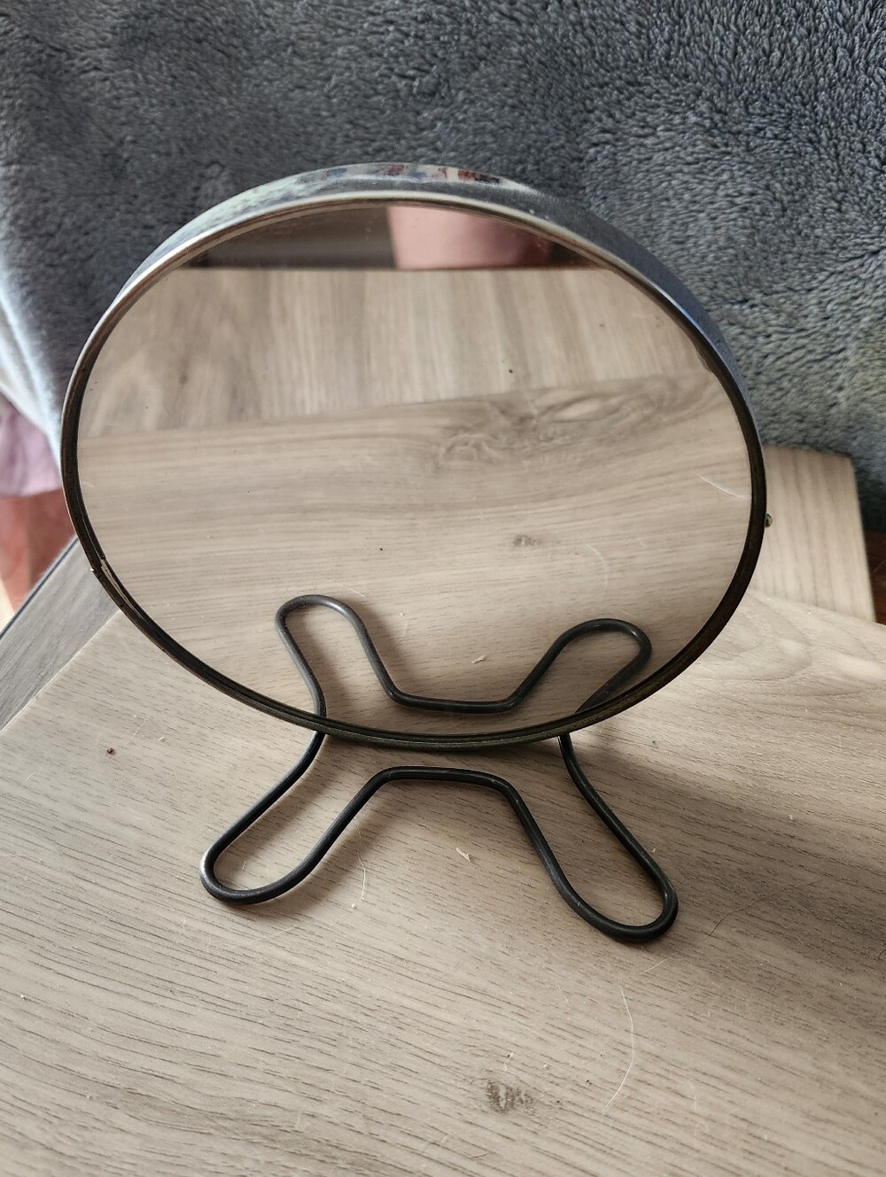 Vintage MCM Round Standing Makeup Mirror